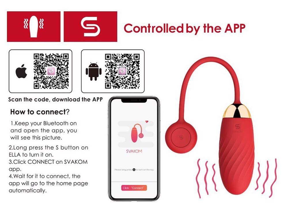 Trứng rung Svakom Ella kết nối smart phone tải ứng dụng qua mã QR code